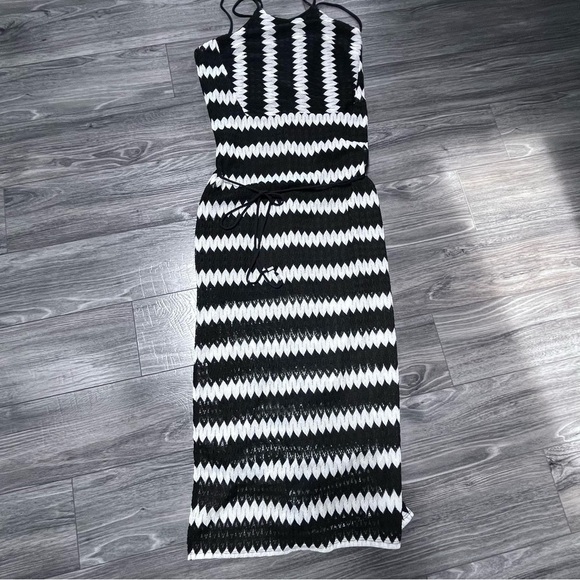 Beach Swim cover up Boho festival crochet maxi dress lined Spaghetti Strap Large - Picture 2 of 11